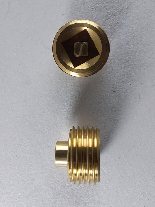 A 1/2" brass radiator air vent, showing both the brass body and the threaded section.