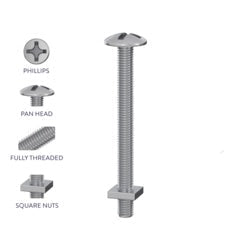 M6 x 100mm Roofing nut & bot