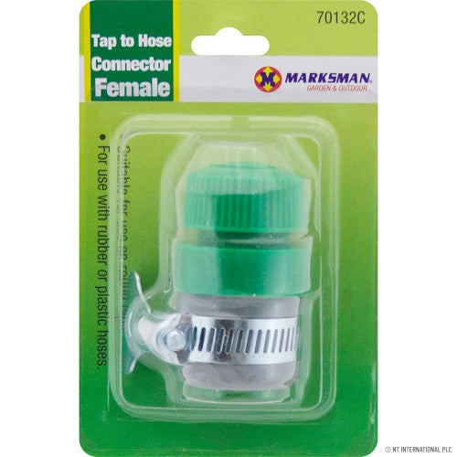 Tap to hose connector w/clip