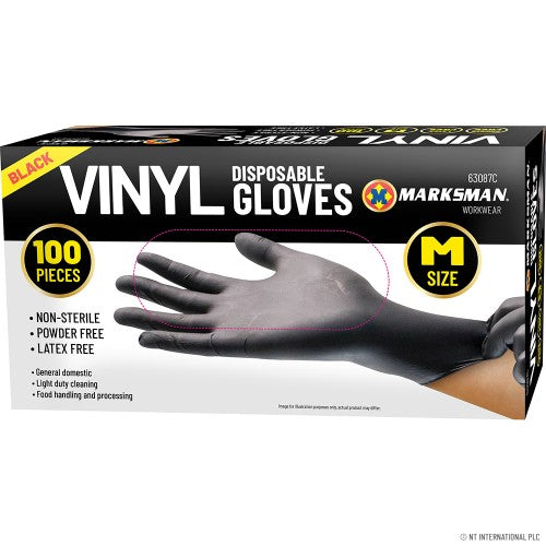 Vinyl gloves black (M) Qty100