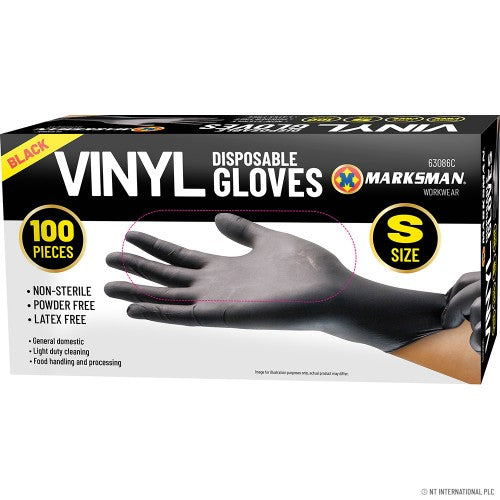 Vinyl gloves black (S) Qty100
