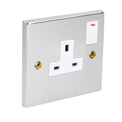 1 Gang switch socket chrome white