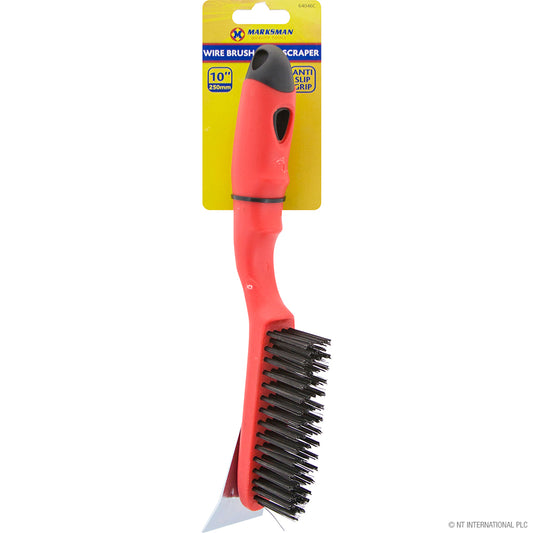 Wire brush with scraper
